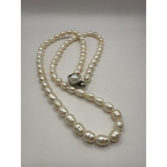 Freshwater Pearl Strand Necklace With Silver-Tone Pearl Clasp - Picture 1 of 4